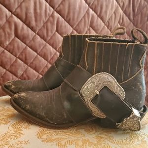 Matisse distressed style, Western buckle bootie.
